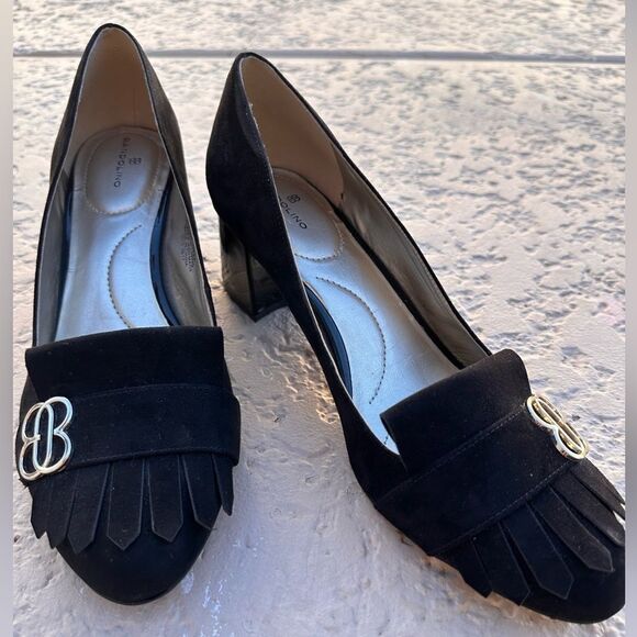 Bandolino Women's Black Suede  Chunky Heel Pumps Kiltie Tassel Shoes SZ 9.5 - Picture 9 of 12